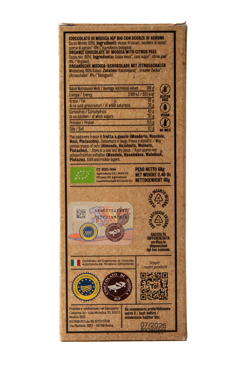 Cioccolato di Modica IGP BIO - scorze di Agrumi