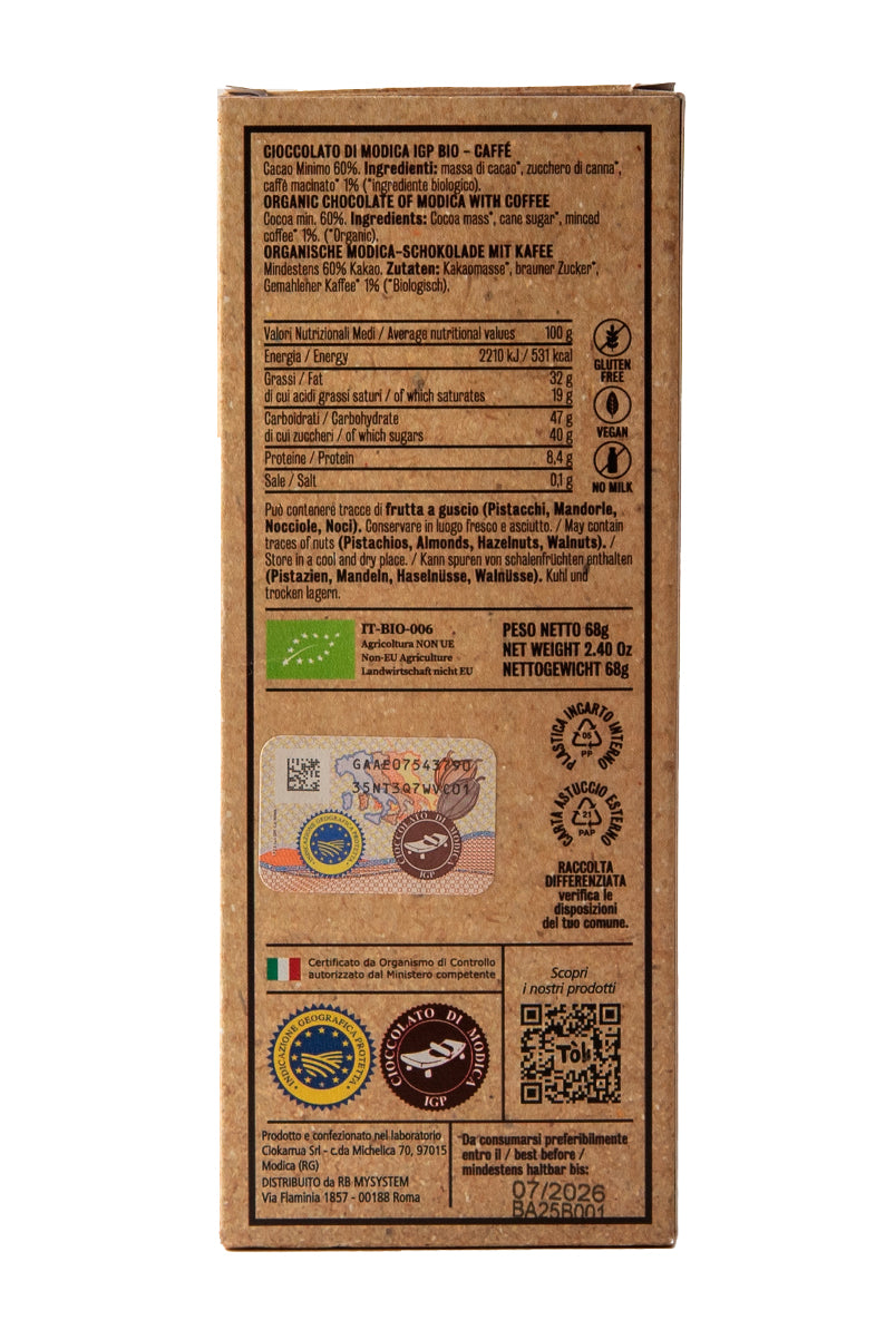 Cioccolato di Modica IGP BIO - Caffé