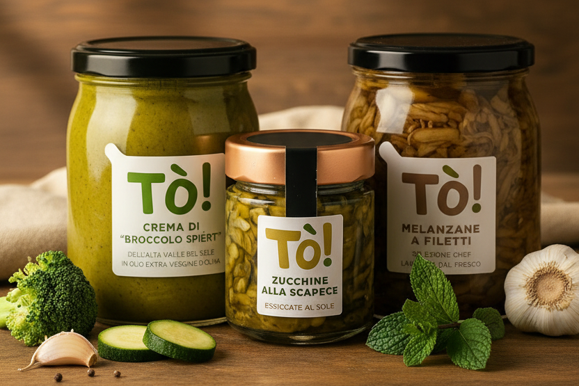 Vasetto zucchine scapece vasetto crema broccolo vasetto melanzane a filetto